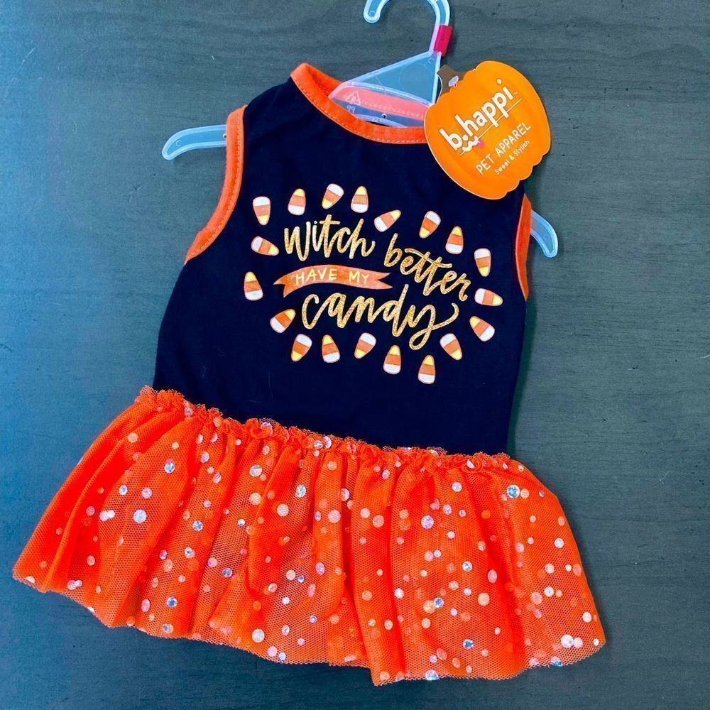 Halloween Witch Candy Corn Fall Dog Pet Costume Dress